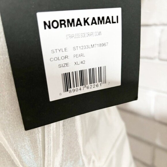 Norma Kamali Pearl Strapless Side Drape Gown‎ | Elegant Formal Dress | Size XL - Picture 4 of 8
